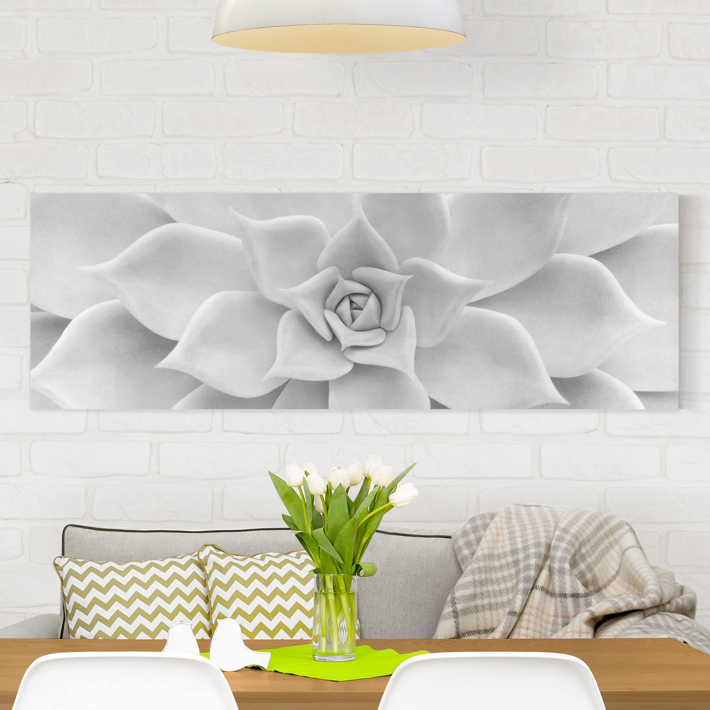 Lienzo cuadro en lienzo bastidor impresion en lienzo blanco y negro botánica planta tropical 250 cocina dormitorio salón pasillo 150 x 50 cm