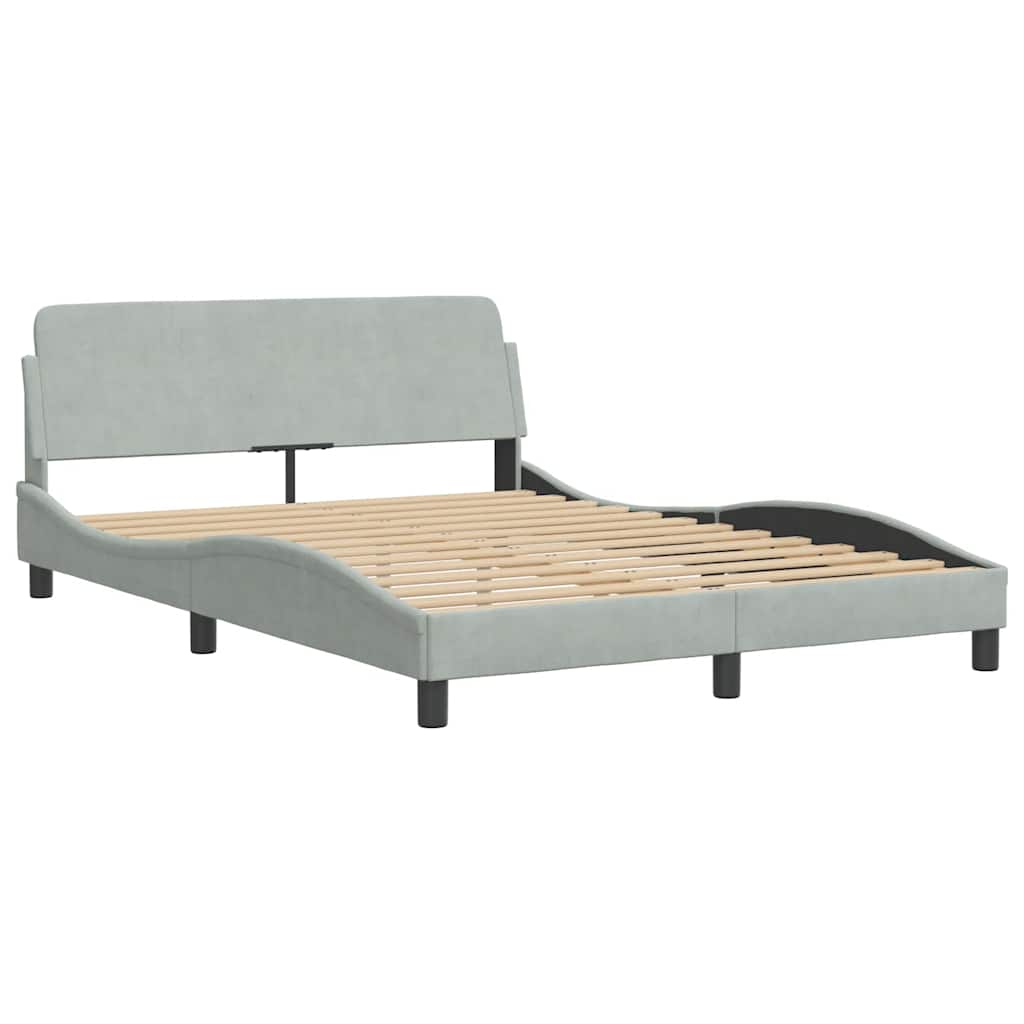 Cadre de lit sans matelas gris clair 140 x 200 cm en velours - 4