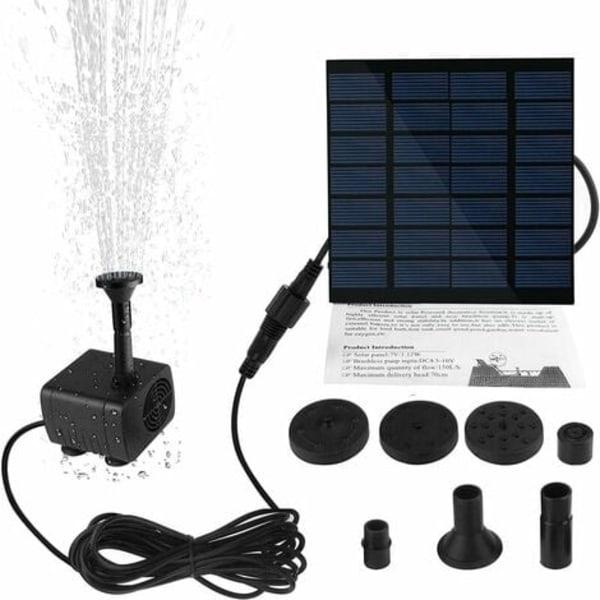 Pompe de fontaine solaire, pompe à eau avec panneau solaire monocristallin de 1,2 W pour bassin de jardin, bassin à poissons, petit bassin, noir - 4