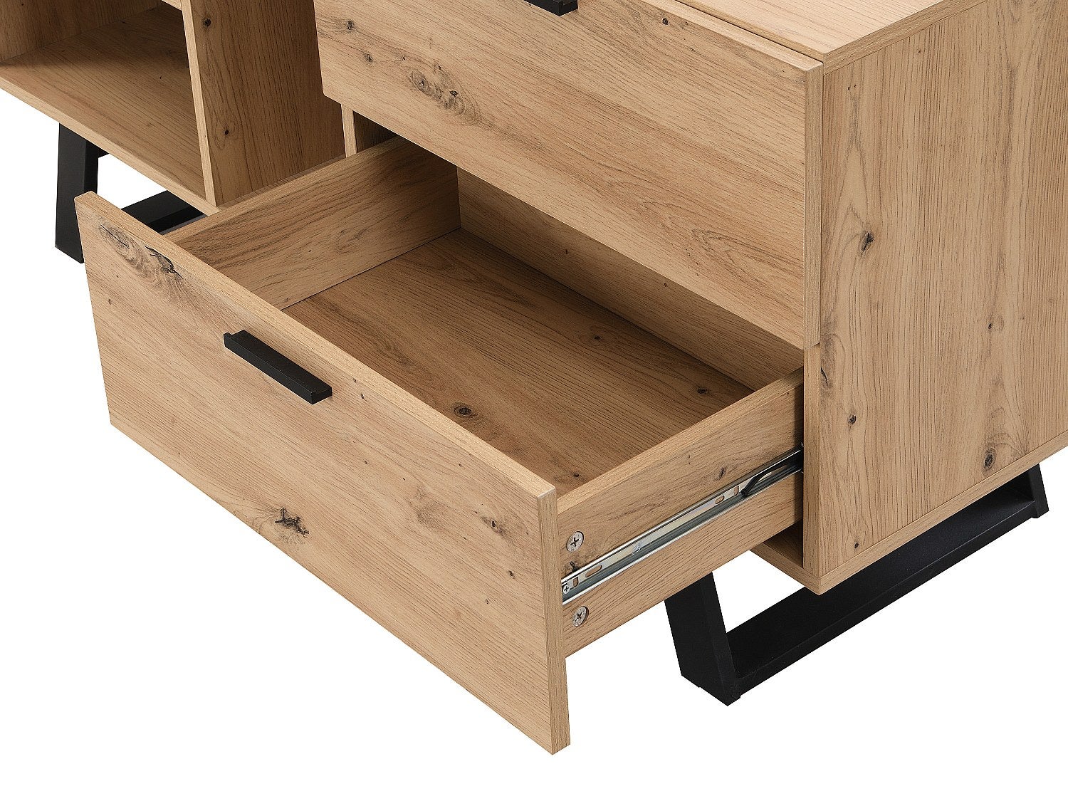 Bureau d'angle avec rangements - MDF - Coloris : Naturel et noir - NAYARO - 8