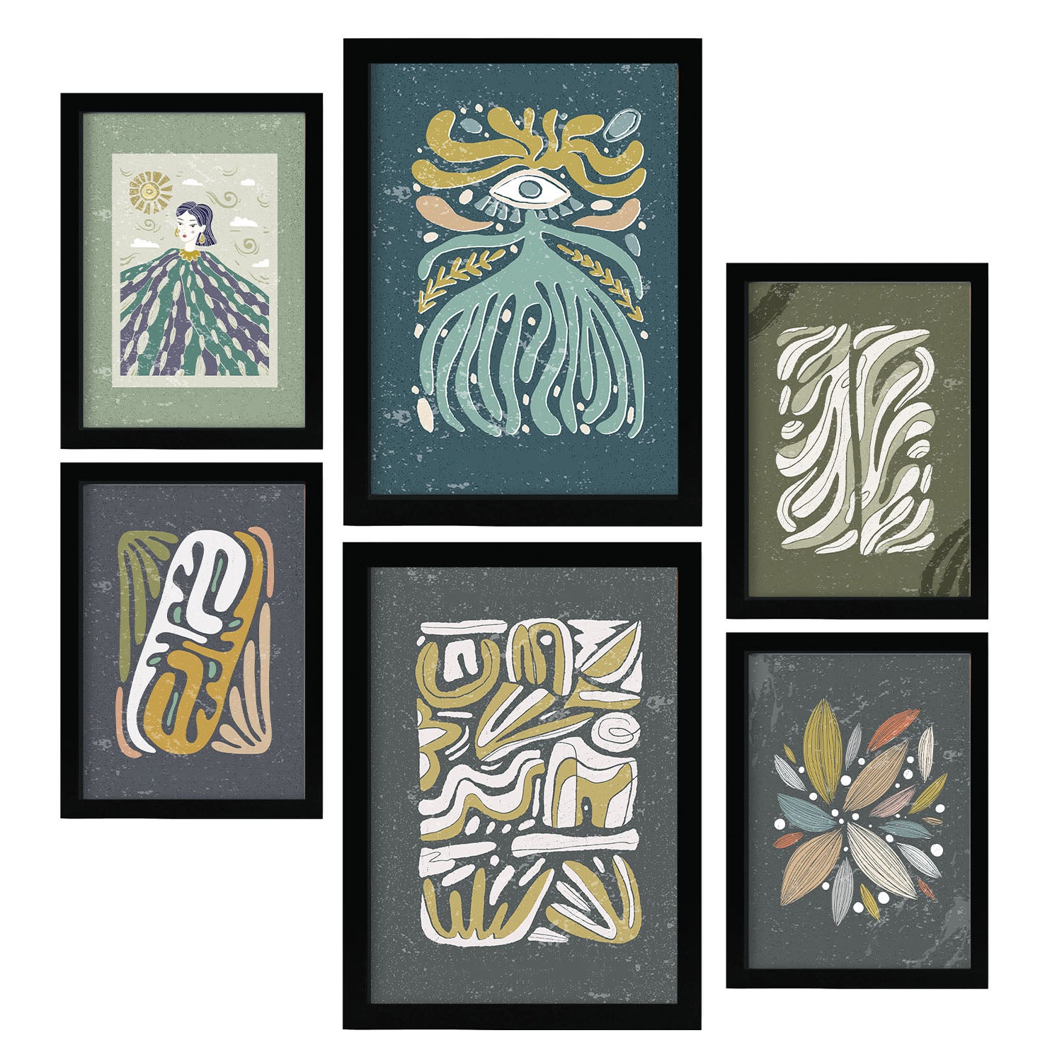 Nacnic Ensemble 6 Impressions Garden In Ethnic Style - Affiches A4 Et A3 Pour Décoration Murale Salon Chambre