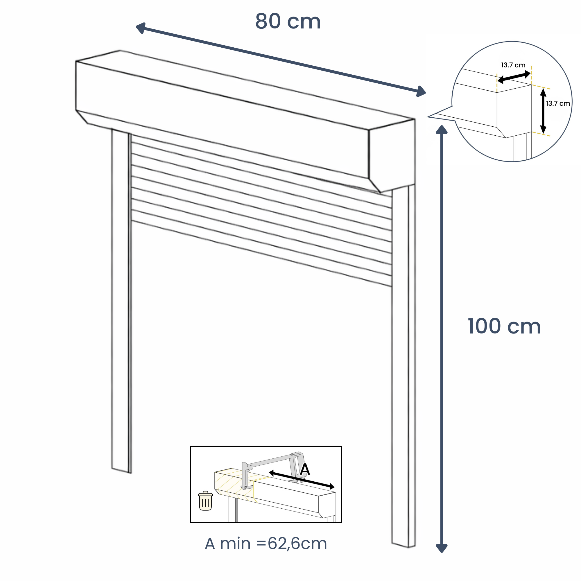 Volet roulant électrique alu. isolé motorisé filaire - Recoupable - H.100 x l.80 cm - Gris RAL 7016 - 4