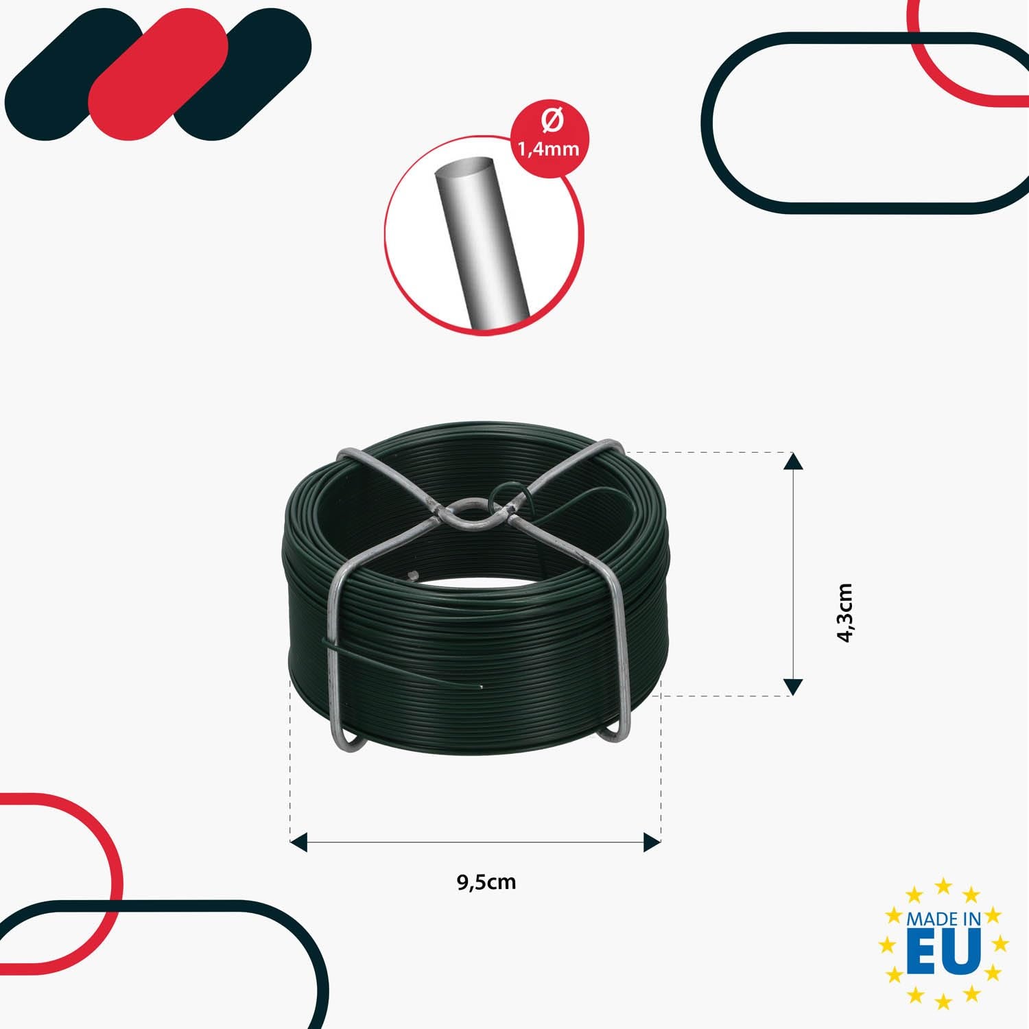 Fil de Jardin Galvanisé t gainé de PVC, diamètre 1,4 mm - 50 m - Fil de Serrage - Fil de Clôture - Pour Attacher des Plantes - KOTARBAU - 3