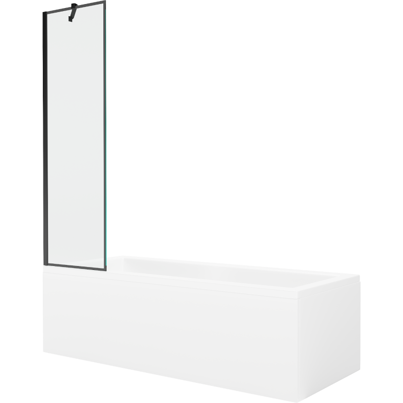Mexen Cubik wanna prostokątna 170 x 70 cm z obudową i parawanem 1-skrzydłowym 50 cm, czarny wzór - 550317070X9505007070