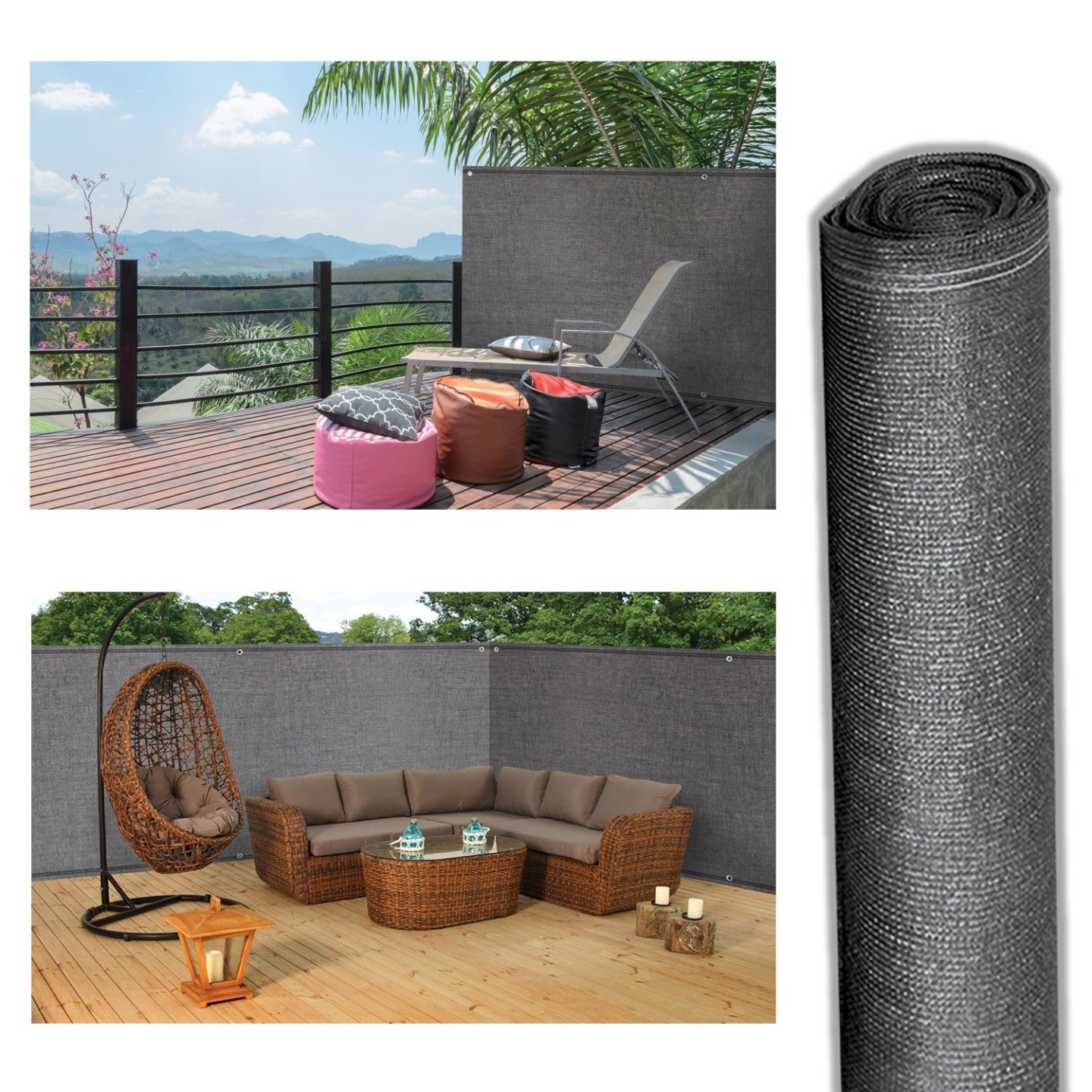 Brise vue renforcé 1,8 x 10 M gris 220 gr/m² luxe PRO - 5