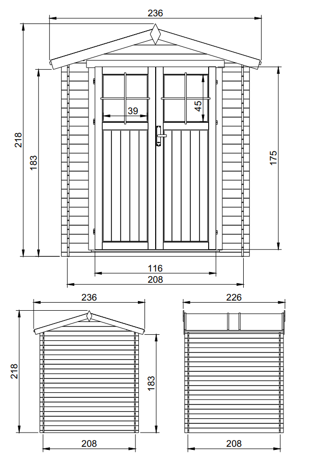 Cobertizo de madera para jardín - 226x236cm/4.33 m² - TIMBELA M369F - 4