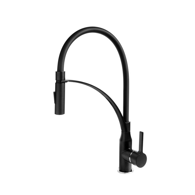 Bateria kuchenna jednouchwytowa z wysoką wylewką + prysznic MARCO MAMMOLITI Verney w kolorze czarnym