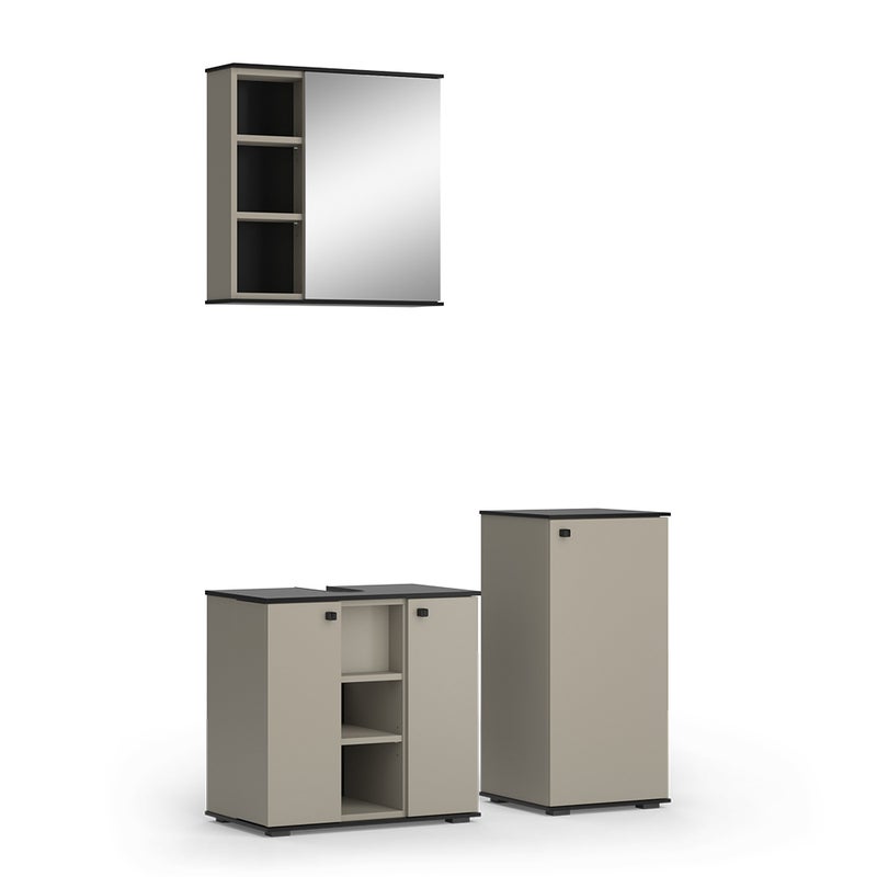 Vicco Zestaw mebli łazienkowych Joli, Szary, 3 sztuki, z szafką midi