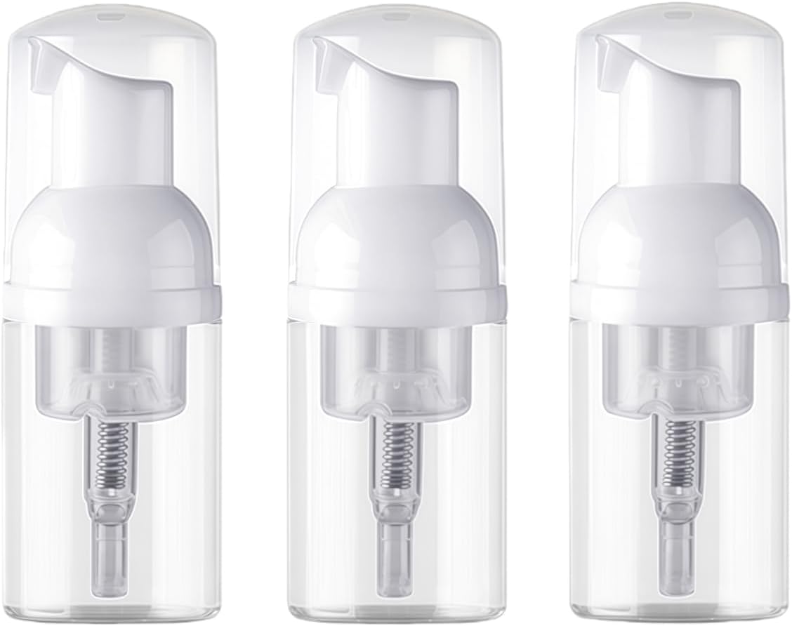 Puste, przezroczyste plastikowe butelki z pompką do spieniania, rozmiar podróżny, dozownik do mydła w płynie (30 ml/1 uncja)
