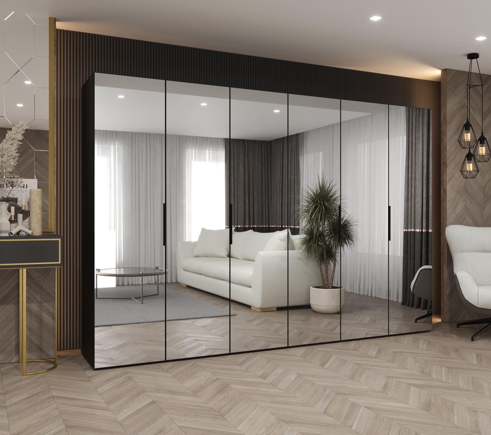 Szafa uchylna otwierana Marbella 3 300 x 52 x 202 cm czarny + u. czarny Abiks Meble - 2