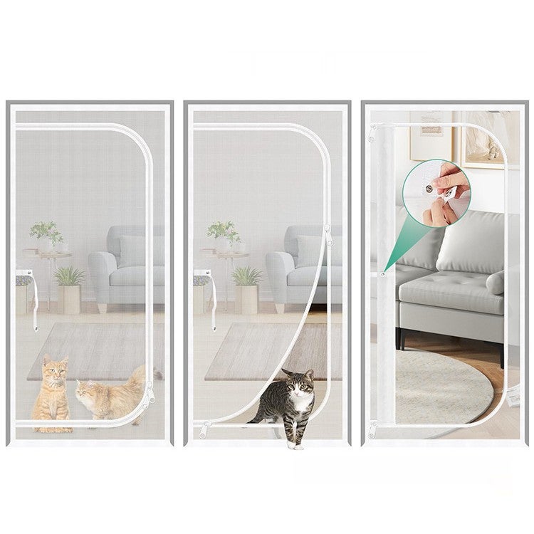 Zanzariera a U a sinistra con cerniera 90x200cm, senza chiodi, repellente per insetti, ventilazione, per animali domestici, bianco, plastica90x200cm - 2