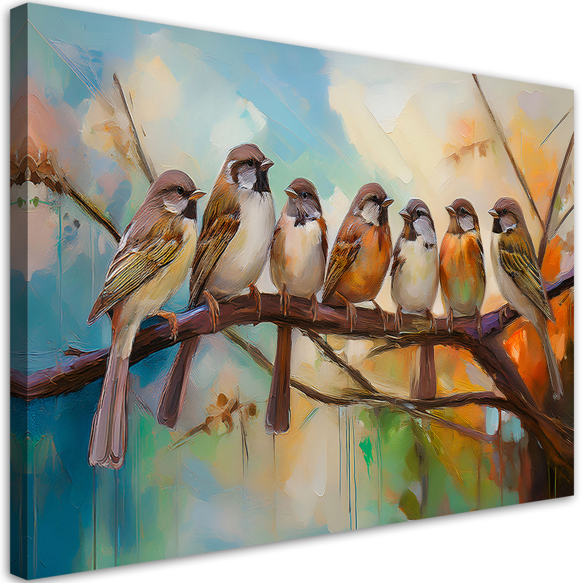 Obraz na płótnie, Ptaki na gałęzi Natura 120x80