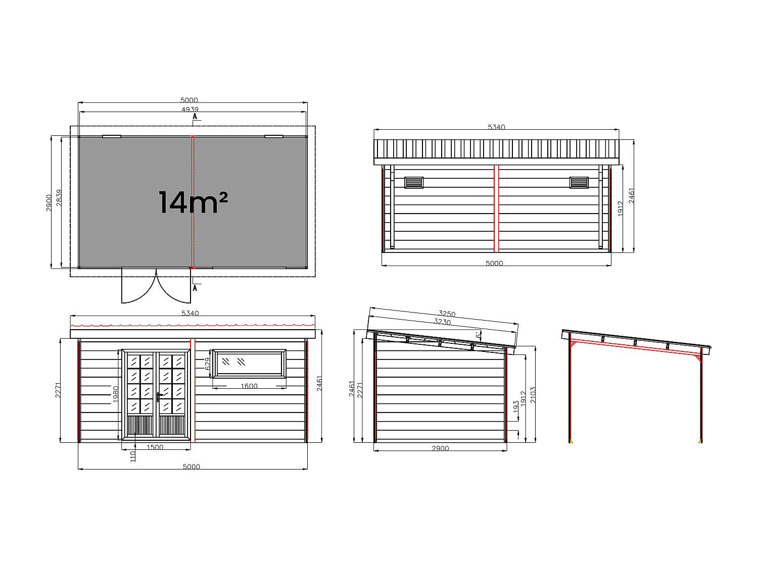 Abri de jardin en bois composite 28 mm - parois réversibles - gris anthracite ou naturel foncé - 17,25 m² - HAZELTON - 7