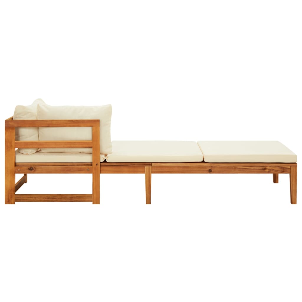 Maison Exclusive - Salon de jardin 3 pcs avec coussins blanc crème Bois d'acacia - 7