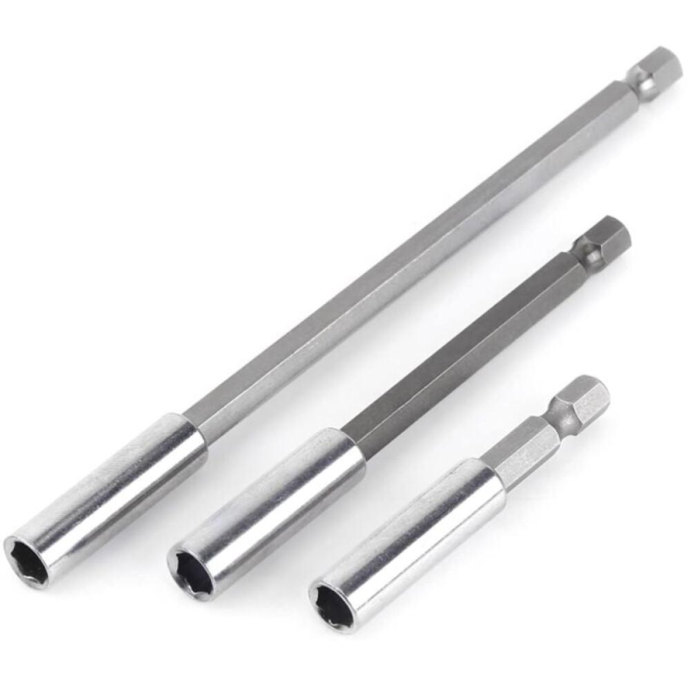 Magnetyczny uchwyt na bity, przedłużka do wkrętaka, trzpień sześciokątny 60 mm, 100 mm, 150 mm, przedłużka do bitów wkrętakowych (3 szt. 1/4")