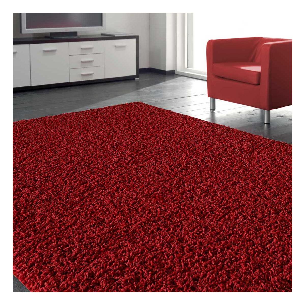 Tapis shaggy 160x230 rectangle tissé rouge motif uni SG LOCA - 2