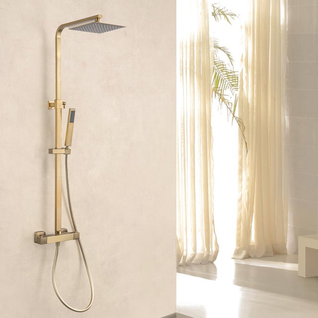 Colonne de douche avec mitigeur thermostatique LOMAZOO Estrella doré
