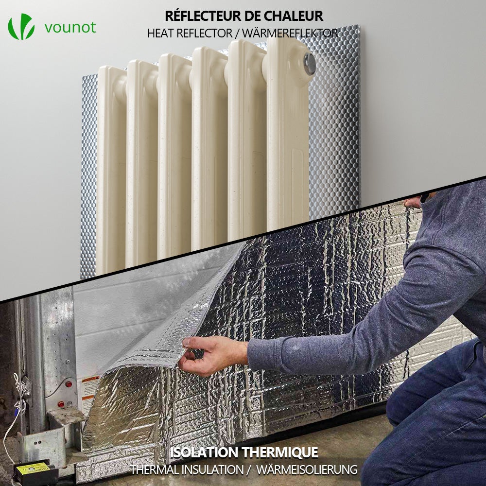 Isolant thermique a bulle double couche aluminium radiateur reflecteur 1.22x10m VOUNOT® - 3