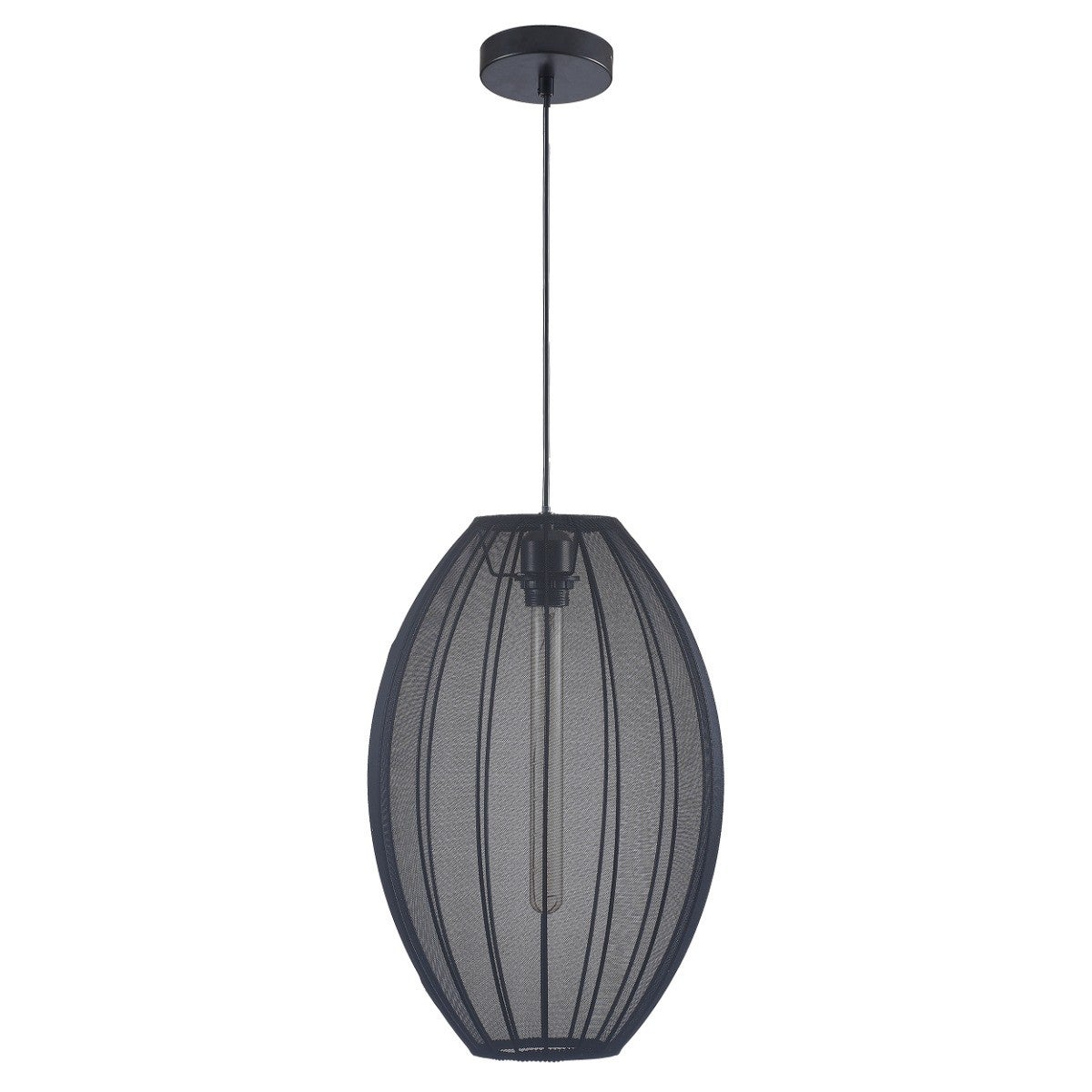 Lampa wisząca Karei czarna 1xE27x20W wym: 120 x 30 x 30 cm tkanina Polux