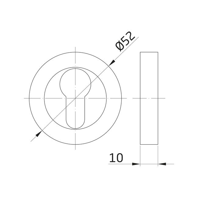 Bocallave Para Puertas AMIG Modelo 252 - 52 Mm, Latón Plateado Mate, Compatible Con Cilindro Europerfil