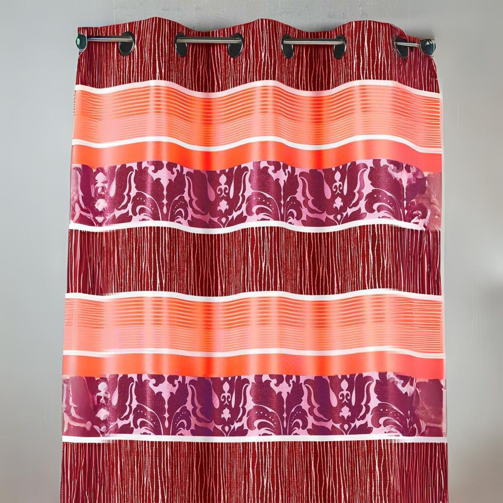 Rideau en jacquard à rayures horizontales colorées - Fuchsia - 140x260 ...