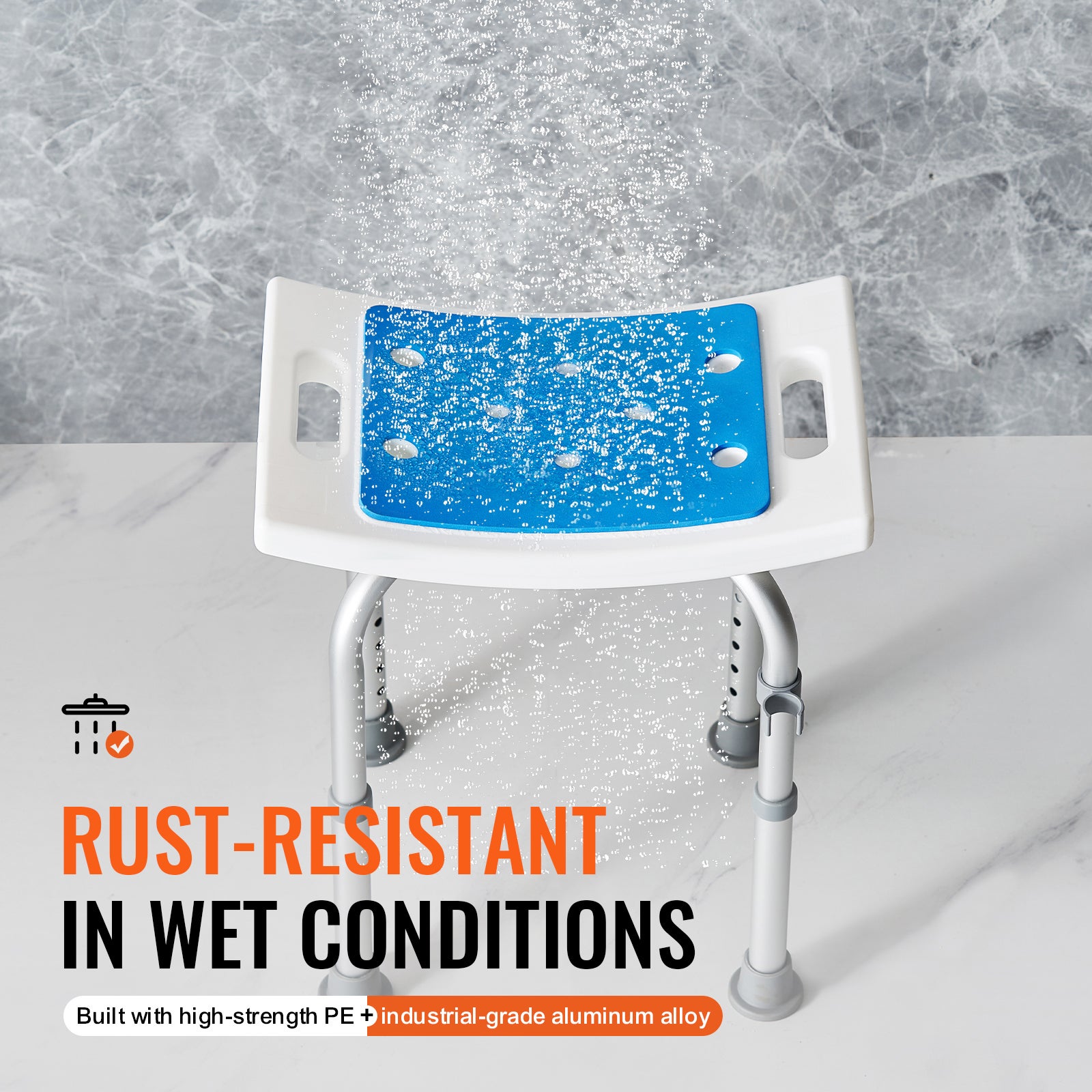 Silla de ducha ajustable,SucceBuy taburete antideslizante,capacidad 158,8 kg,ideal para personas mayores y discapacitadas - 6