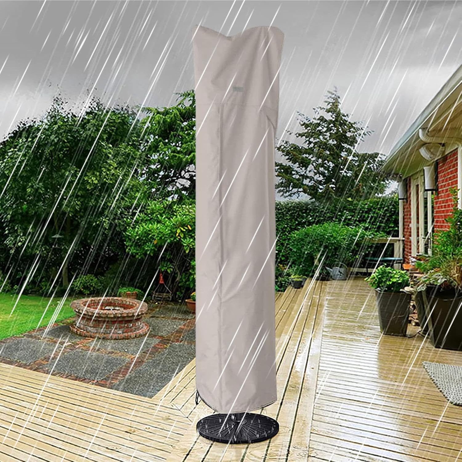 Housse de parasol déporté étanche | Housse de parasol d'extérieur robuste avec fermeture éclair | Parapluie cantilever incurvé et poteau droit - 4