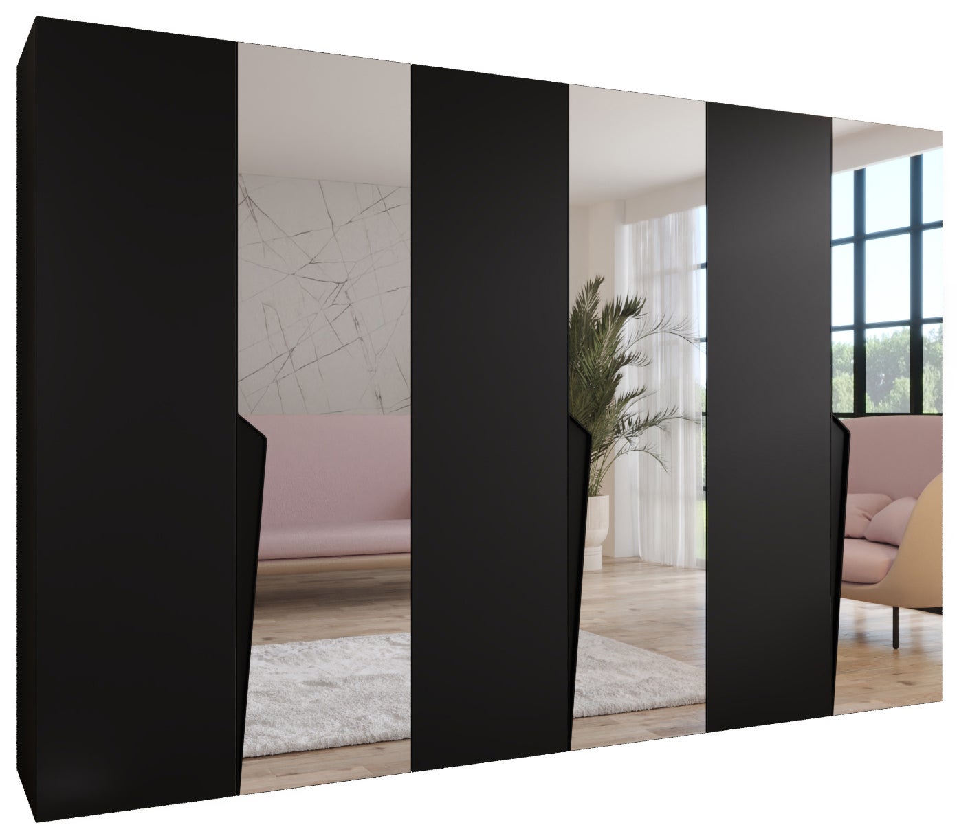 Szafa uchylna otwierana Piano 2 300 (100x3) x 52 x 202 cm czarny + u. Czarny Abiks Meble