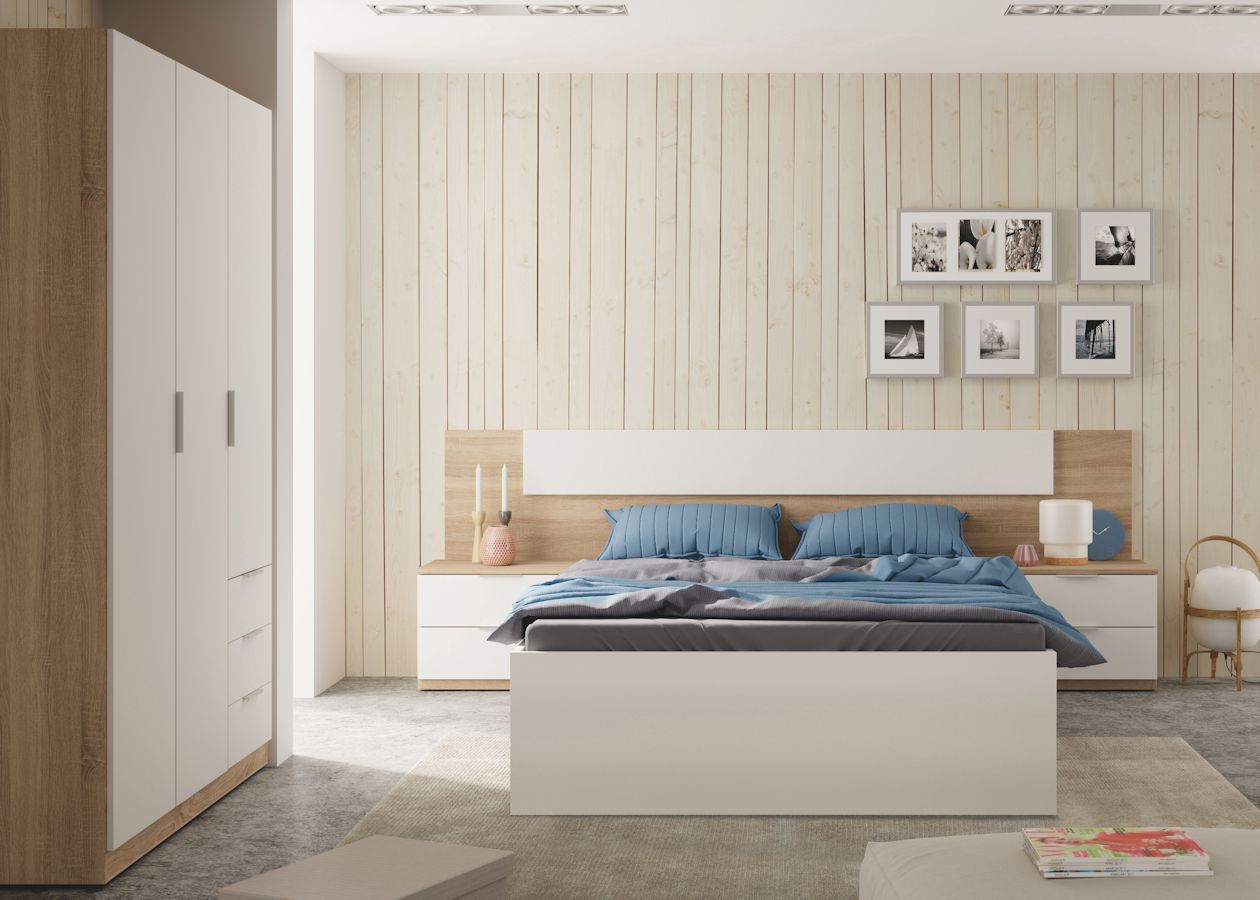 Habitdesign Low Cost Armadio, Melammina, Bianco Artico e Rovere Canadese, 121 cm (Ancho) x 180 cm (Alto) x 52 cm (Fondo) - 3