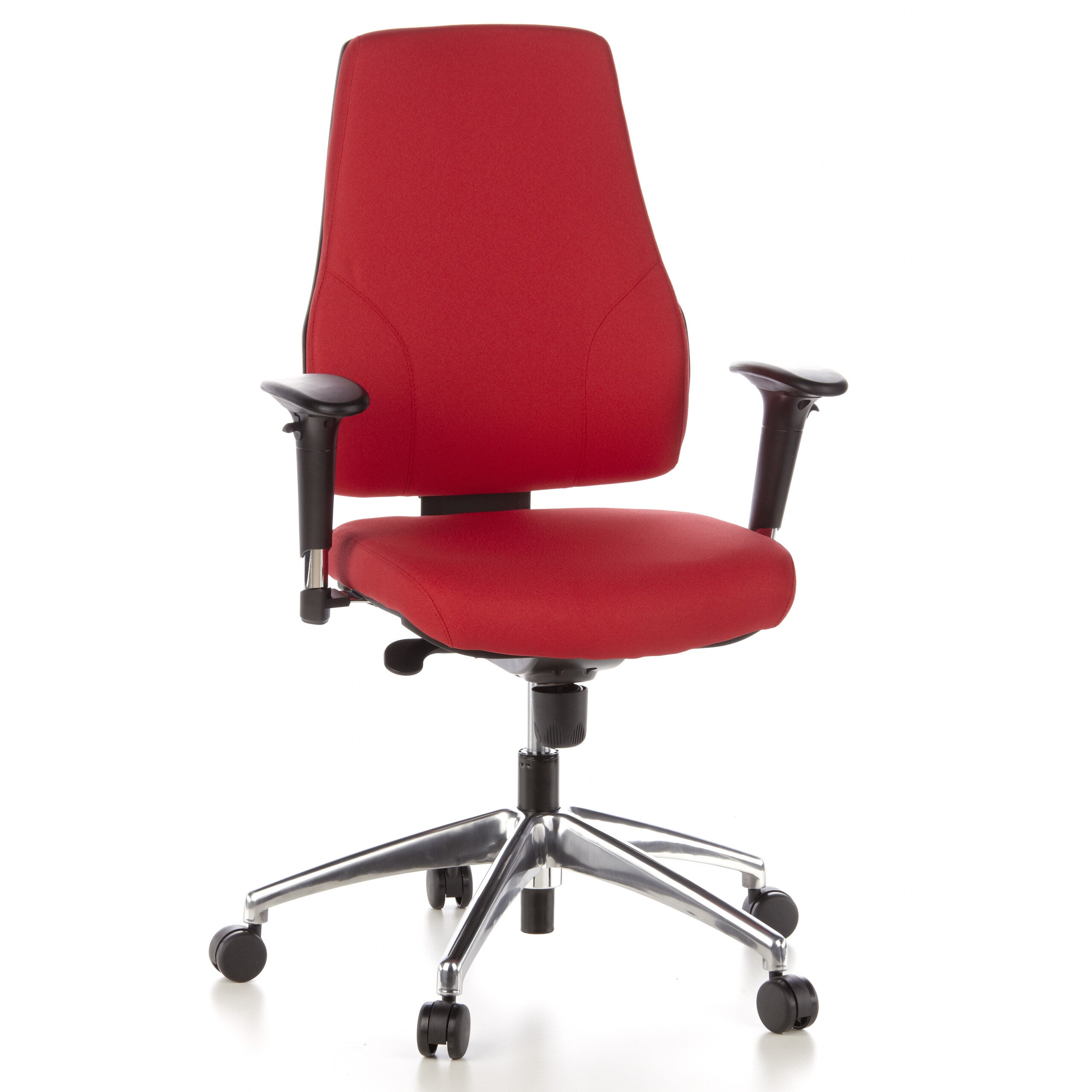 Krzesło biurowe / krzesło obrotowe PRO-TEC 200 tkanina czerwona polerowane aluminium hjh OFFICE