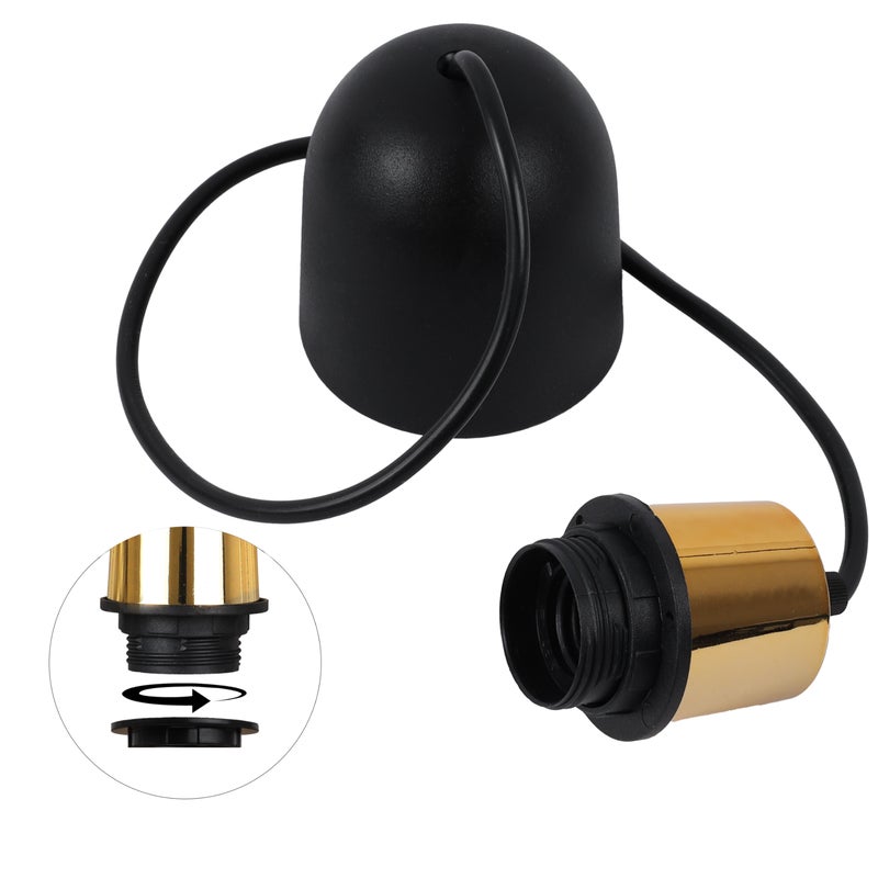 Zawiesie do lampy wiszącej 75cm oprawka kielich E27 czarny/złoty
