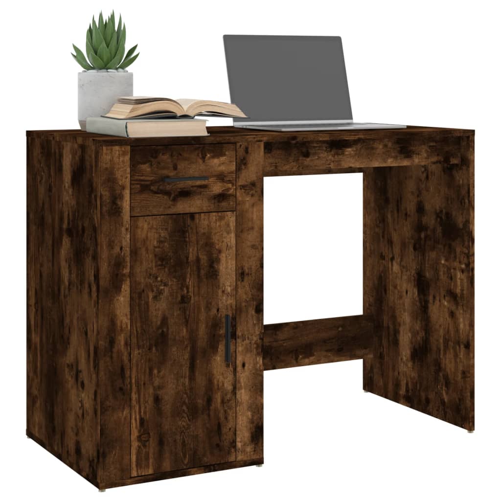 Bureau，Table de travail，Table d'étude Chêne fumé 100x49x75 cm Bois d'ingénierie CWV73186 - 4