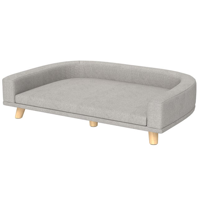 PawHut Divano per Cani di Taglia Grande con Cuscino Sfoderabile, in Poliestere e Legno, 98x67x25 cm, Grigio
