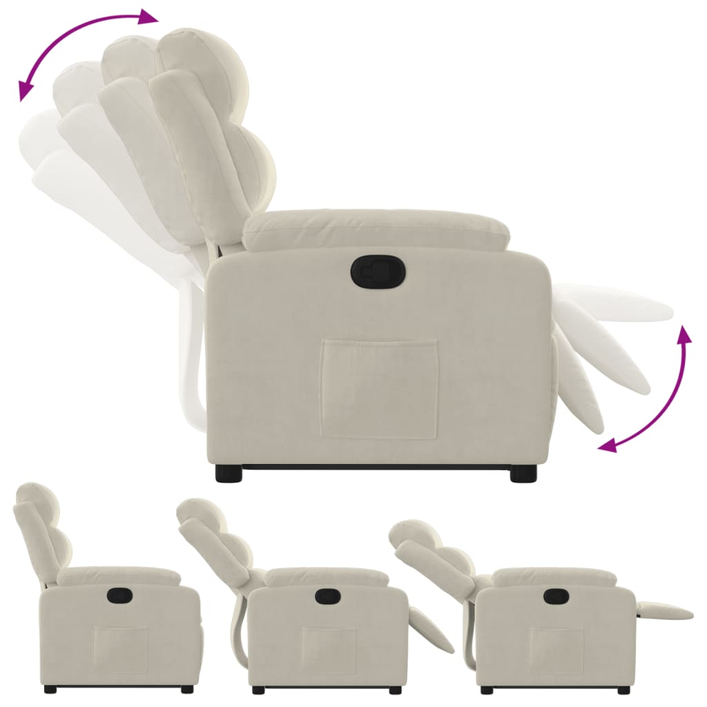 Fauteuil inclinable Crème Velours - 7