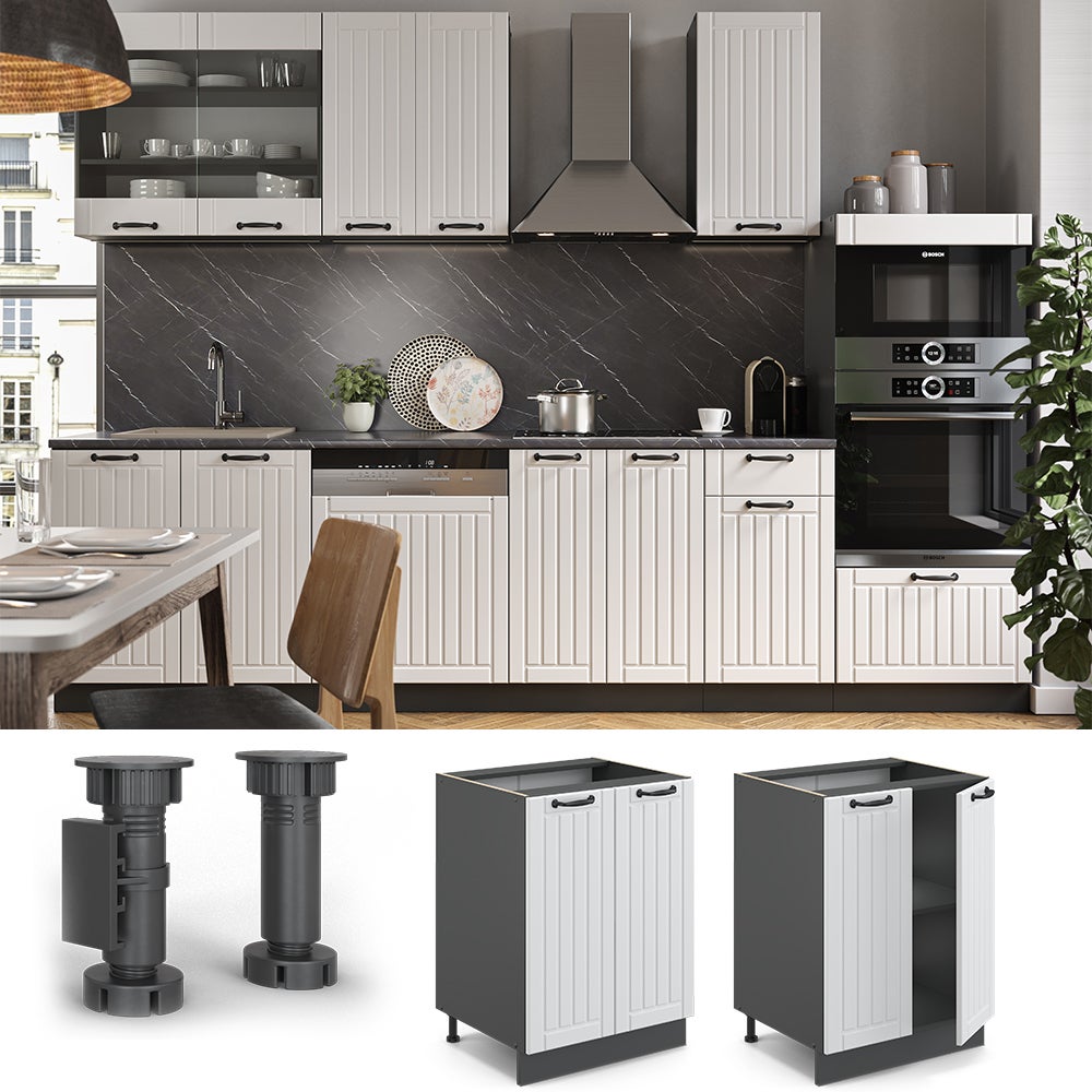 Vicco Meuble bas de cuisine Fame-Line, Blanc campagne, 60cm sans PT - 2