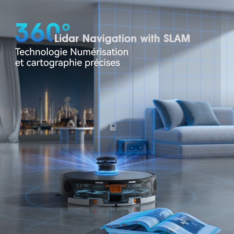 Aspirateur robot laveur Teendow D65S MAX noir, station de vidage automatique 70 jours, navigation LiDAR intelligente pour maison et poils animaux - 6