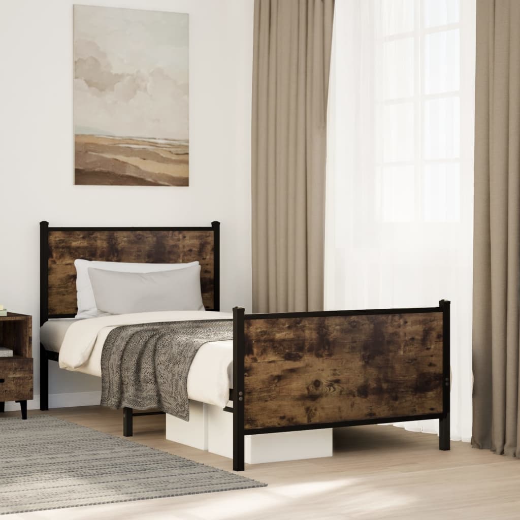 Łóżko Metalowe Czarne Rama łóżka Ze Stelażem Łóżko Do Sypialni Pokoju 90x190 cm