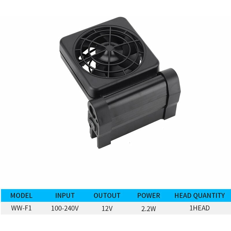Mini wentylator chłodzący do akwarium z regulowaną prędkością powietrza, do chłodzenia w akwakulturze (WW-F1 One Head)