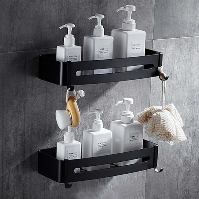 Zestaw 2 samoprzylepnych półek prysznicowych z aluminium, bez wiercenia, montaż ścienny, do łazienki, kuchni