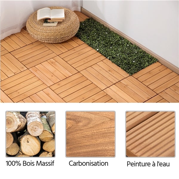 Lot de 27 Caillebotis Bois Exterieur Bois Naturel 5 lattes Yaheetech - 5