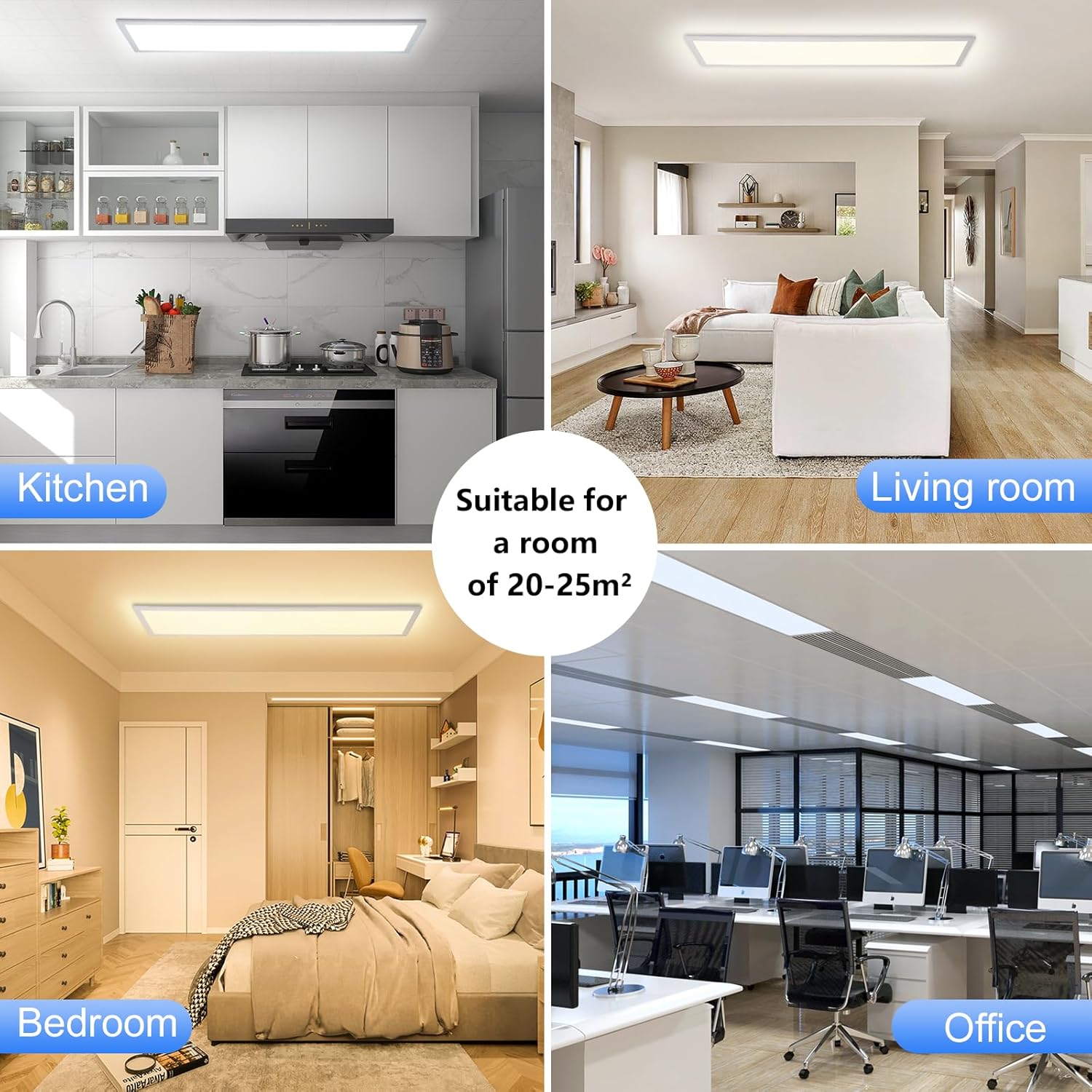 LOVHAUS 2-Pack 30W 3300LM Panel LED RGB Smart | 100*25CM 3000-6500K Regulowany, Oświetlenie Wewnętrzne - 7