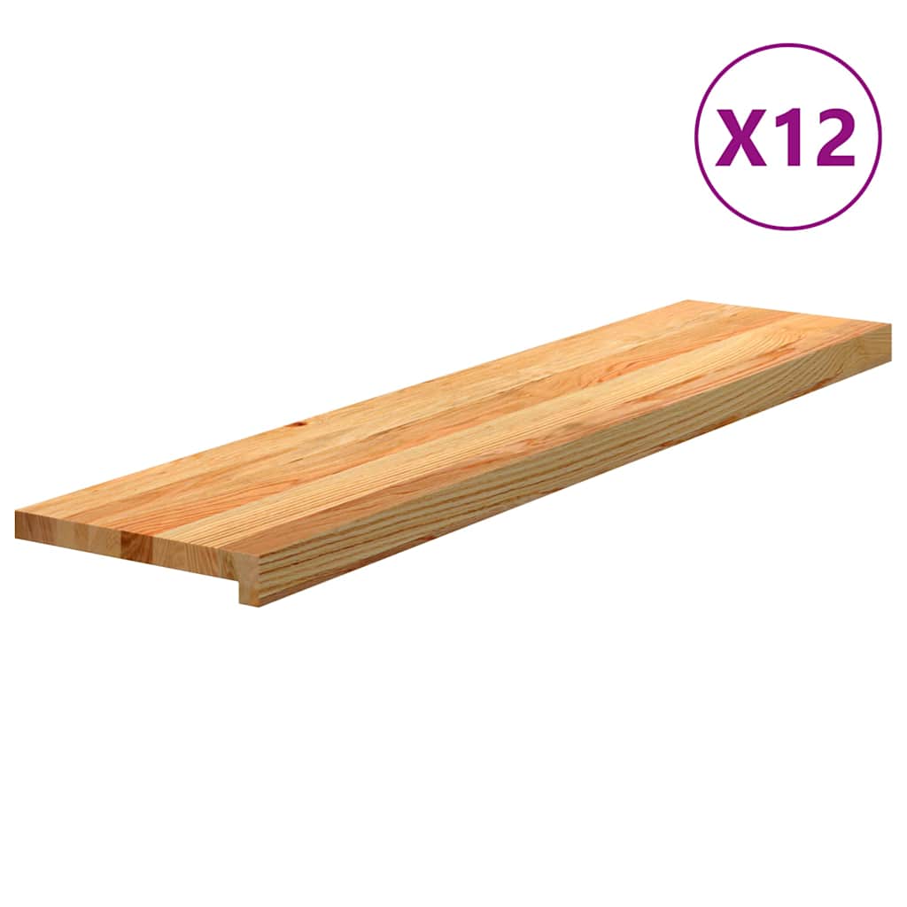 Stopnie schodowe, 12 szt. brązowe 110x30x2cm lite drewno dębowe vidaXL