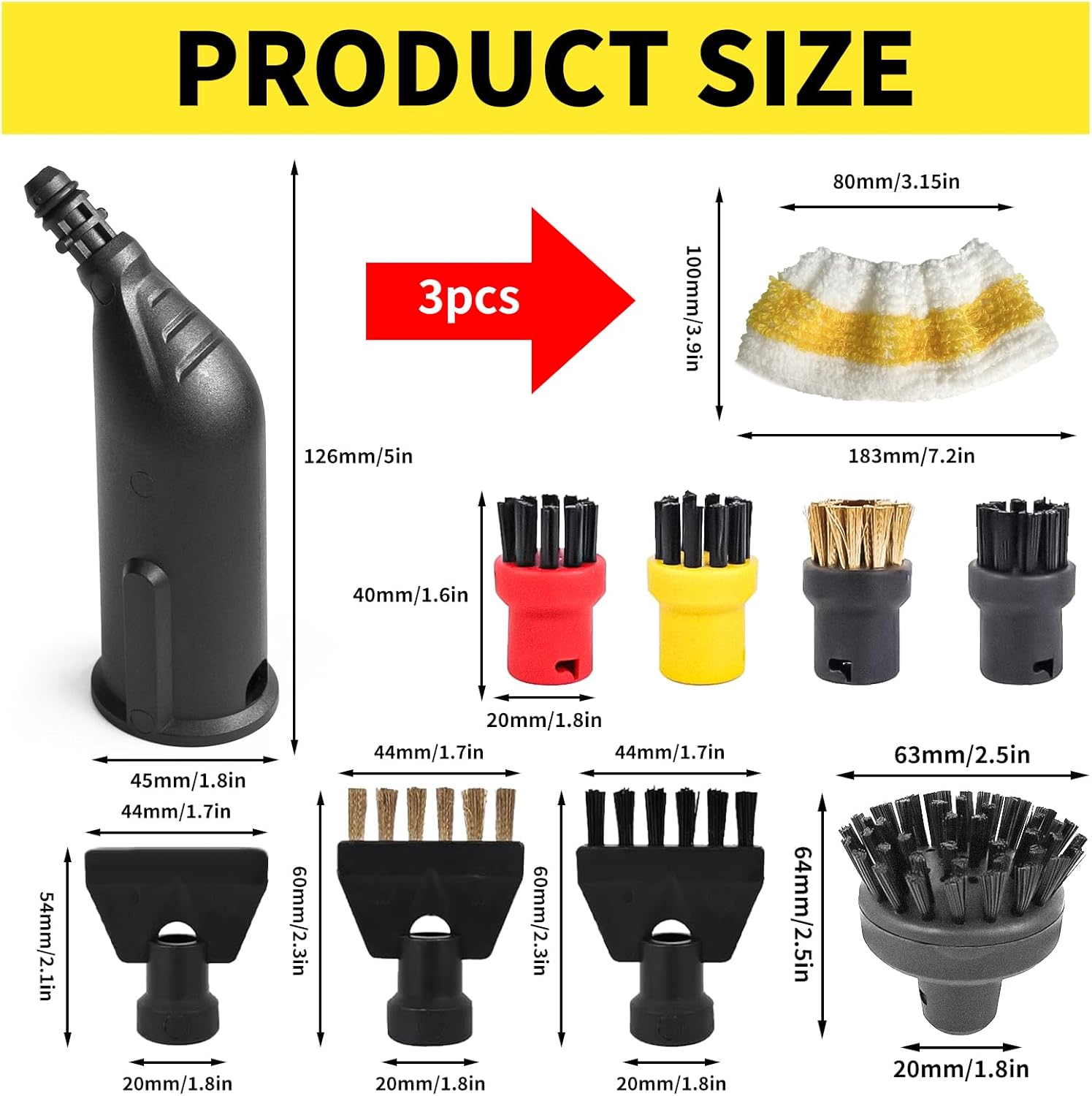 Akcesoria do parownicy Kärcher Easyfix SC1 SC2 SC3 SC4 SC5 - Zestaw szczotek okrągłych - Dysza szczotki okrągłej - Szczotka do parownicy - 2