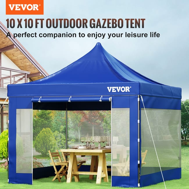 Gazebo Pieghevole Pop-Up 3x3m - Impermeabile Con Protezione UV, Blu - Foto 9