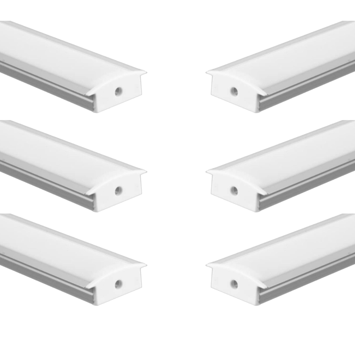 Profilé En U Pour LED En Aluminium Anodisé | L - 2 M | Caniveau Pour Rubans LED + Cache Acrylique Blanc Laiteux + 2 Embouts | Profilé En Aluminium Pour Bandes