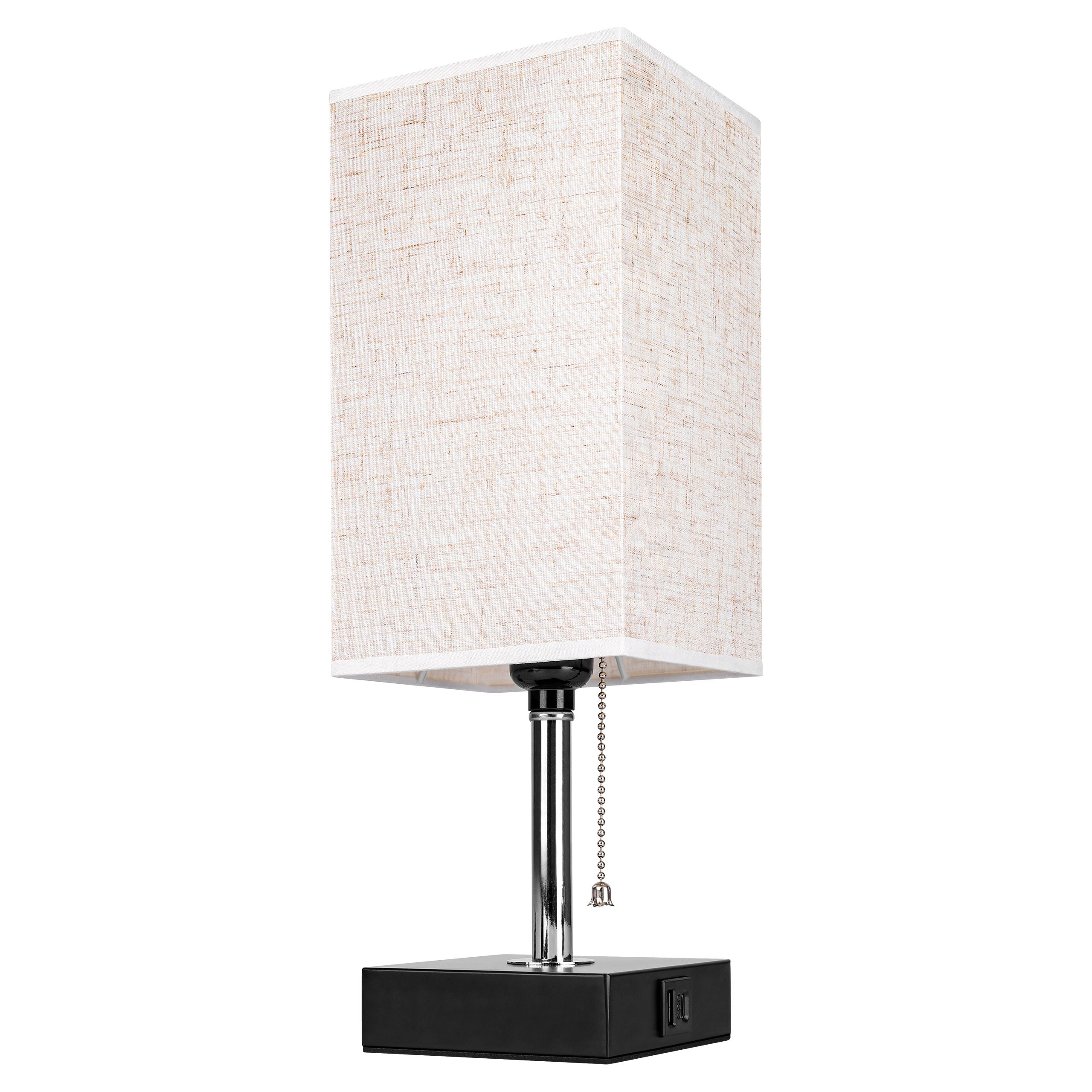 Lampka stołowa biurkowa Boro E27 z portami USB-A i USB-C czarna z kloszem MasterLED