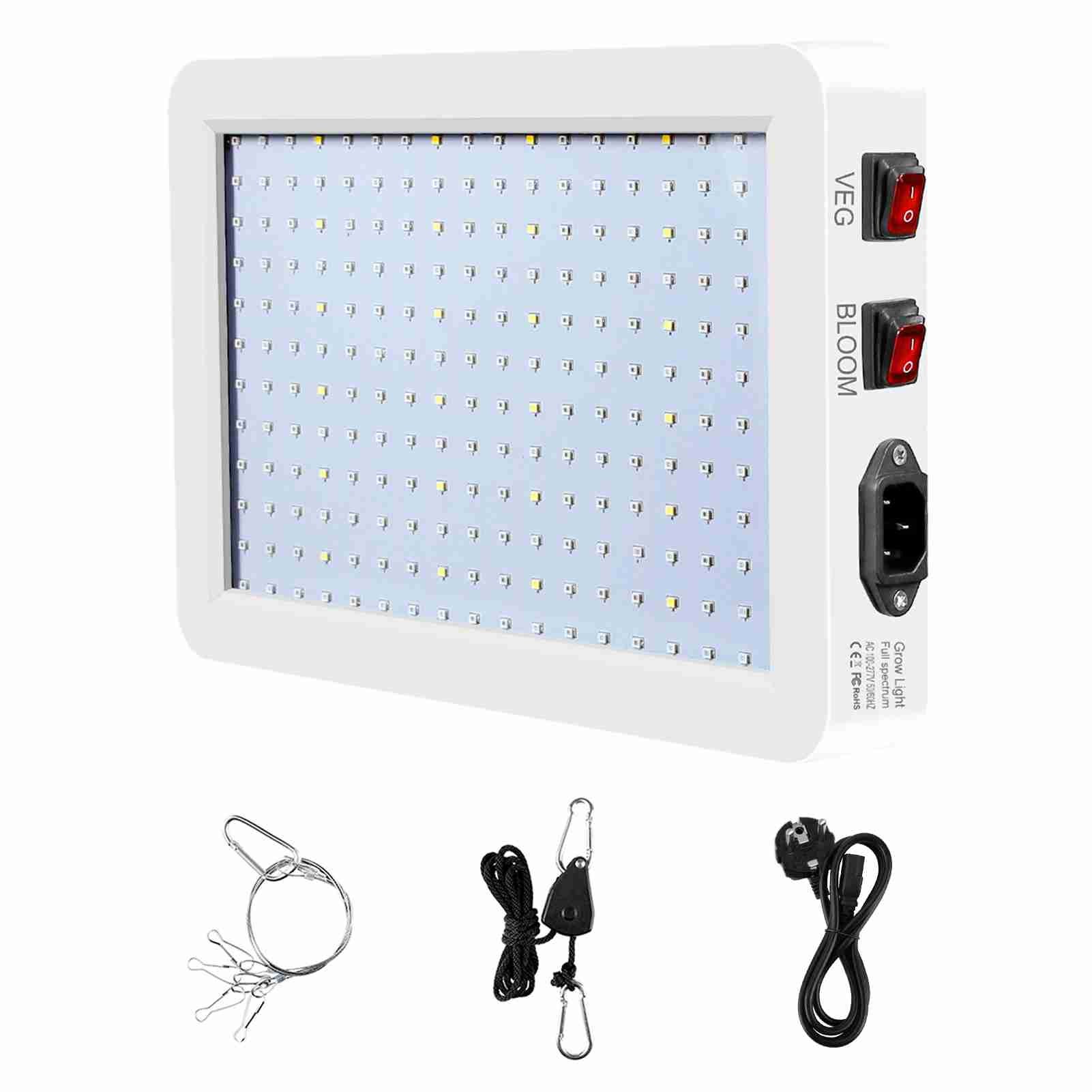 Lampa LED do uprawy roślin doniczkowych o mocy 1000 W, 216 diod LED, pełne spektrum, wodoodporność IP65, podwójny przełącznik, lampa wisząca