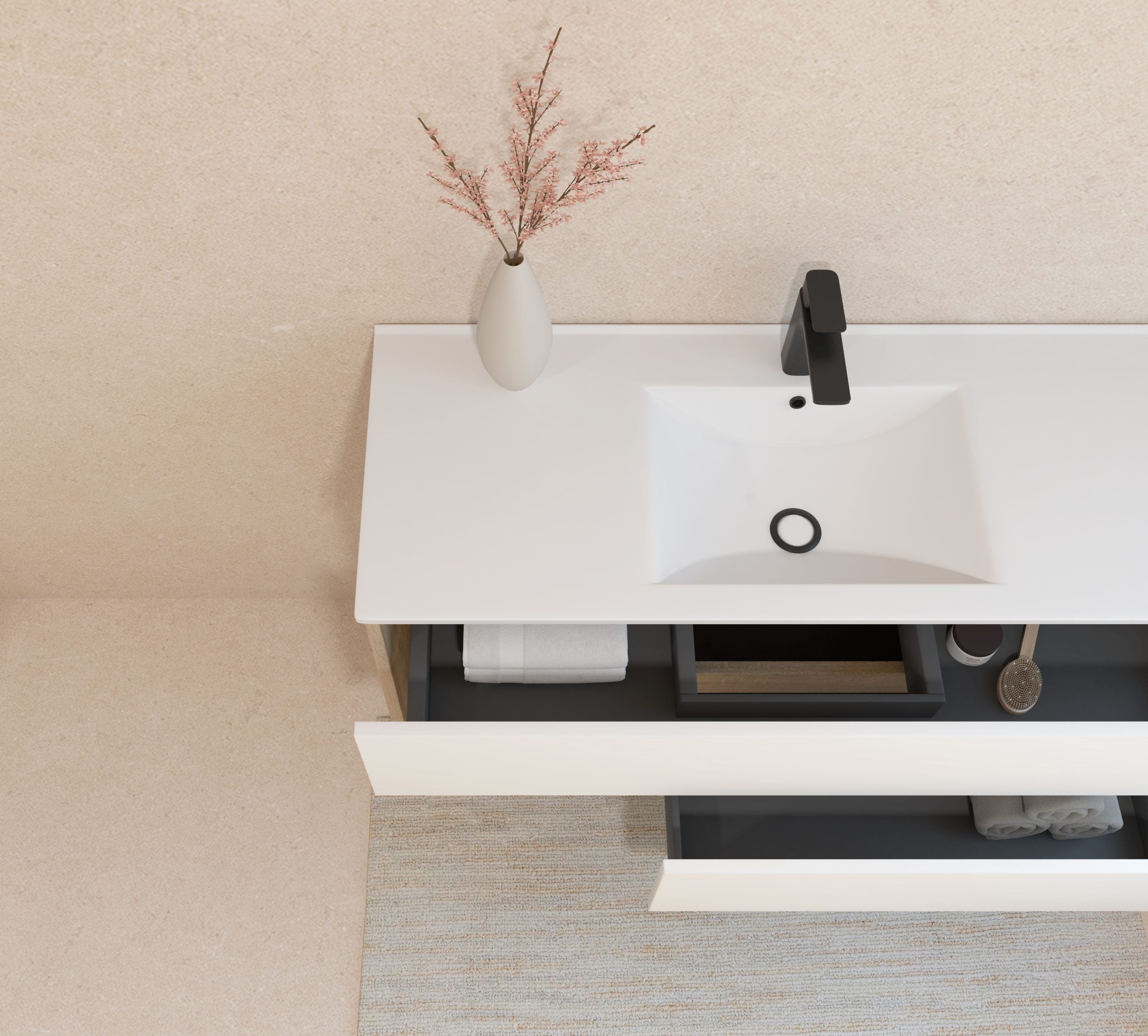 Ensemble de meubles de salle de bain Avantarea LAVARDENS Chêne Bardolino 80 cm + Lavabo + miroir LED - 3