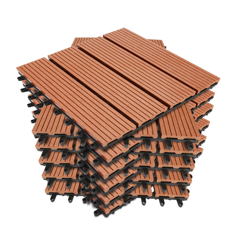 55x Dalle terrasse composite effet bois Dalles de Jardin clipsables en ...