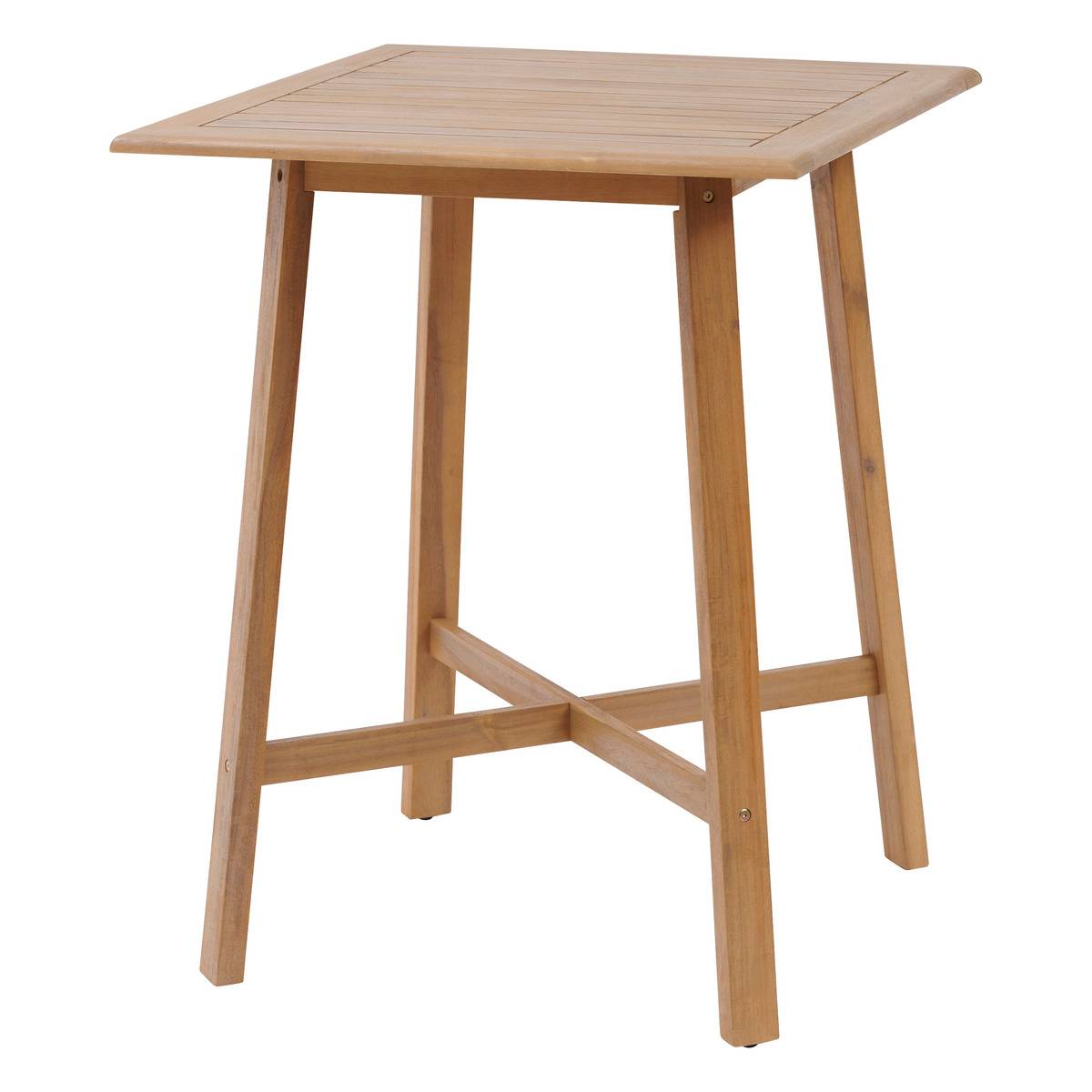 Table haute de jardin carré en Acacia Beige 4 places - 2